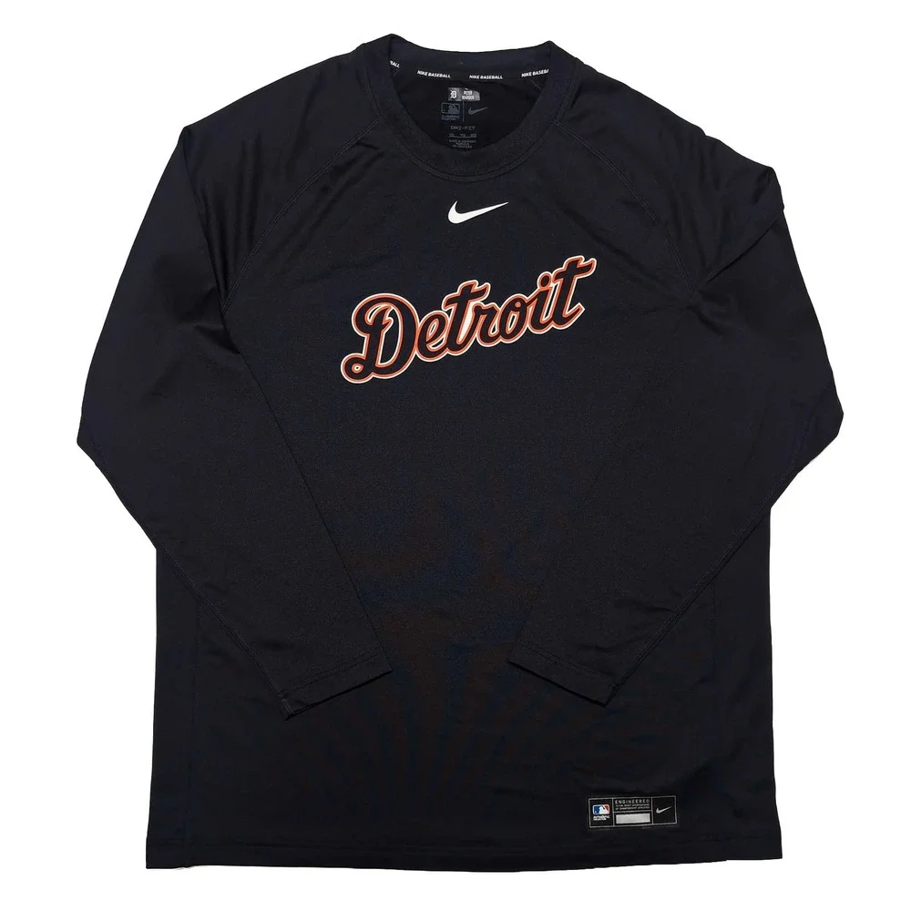 NIKE Detroit Tigers Long Sleeve Shirt Mens XXL 2XL MLB Authentic Team Issue